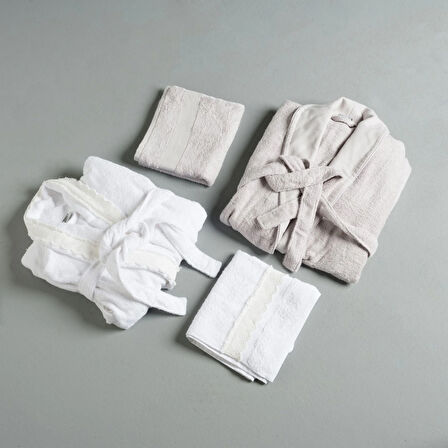 Linens Allure Bambu 4'Lü Set Beyaz-Gri