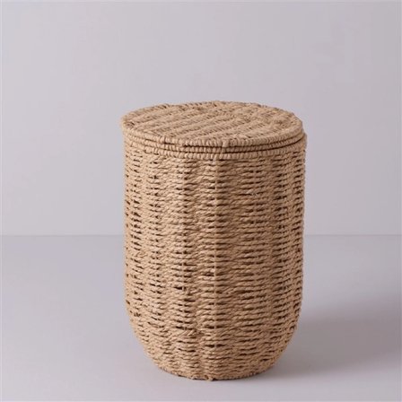 Linens Carry 22x22x32 cm Kapaklı Yuvarlak Sepet Naturel