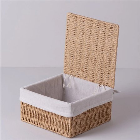 Linens Carry 23x23x12 cm Kapaklı Sepet Naturel
