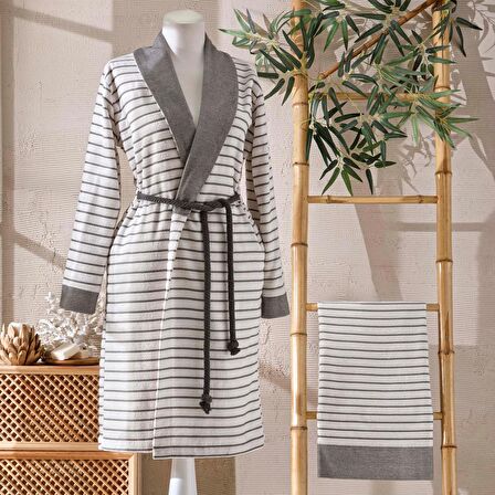 Taç Bamboo Dreams Tek Kişilik Bornoz Set Gri L/XL