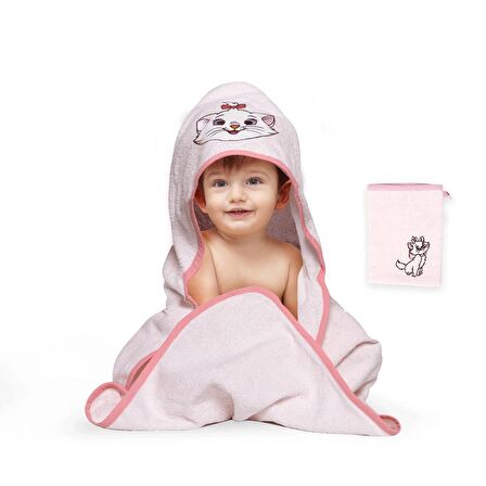 Lisanslı Disney Marie Cat Baby Pamuk Kese&Hooded Havlu Seti