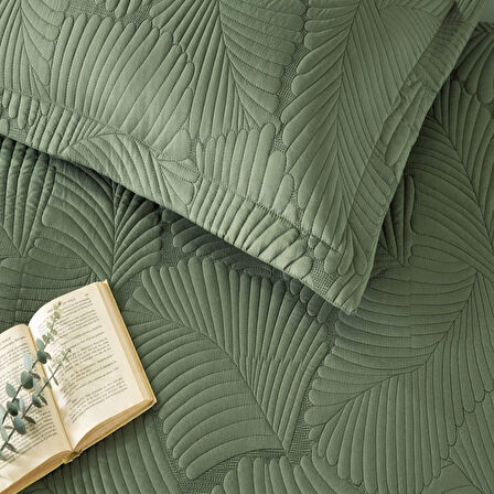 Linens Leaf Yatak Örtüsü Koyu Yeşil Tek Kişilik