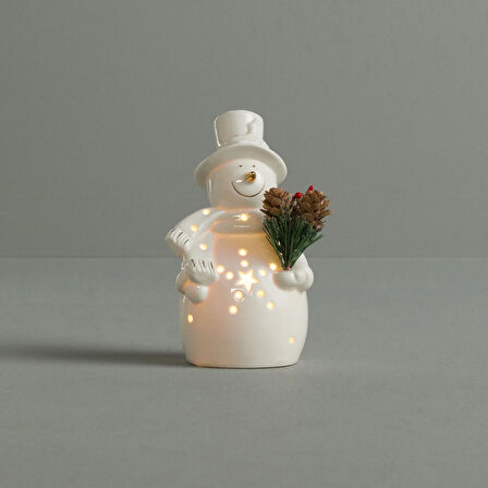 Linens Snowman 8,3x7,4x14 cm Led Dekor