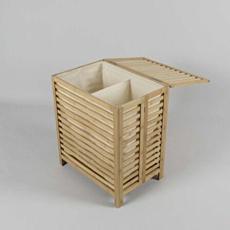 Linens Wooden Ahşap 53X36X60 cm Çamaşır Sepeti Naturel