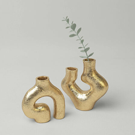 Linens Vein 11,5x4x11,5 cm Dekor Vazo Gold