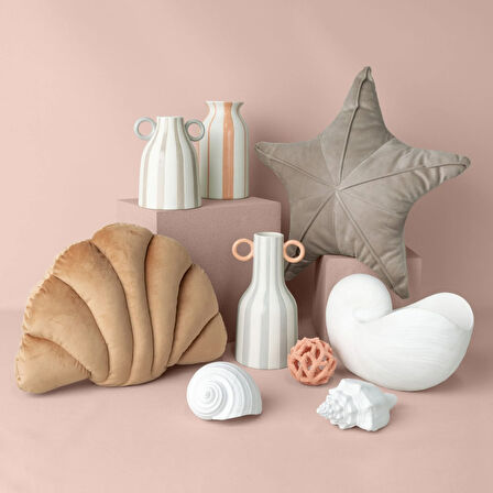 Linens Minella 14x13x18,5 cm Vazo Beyaz Gri