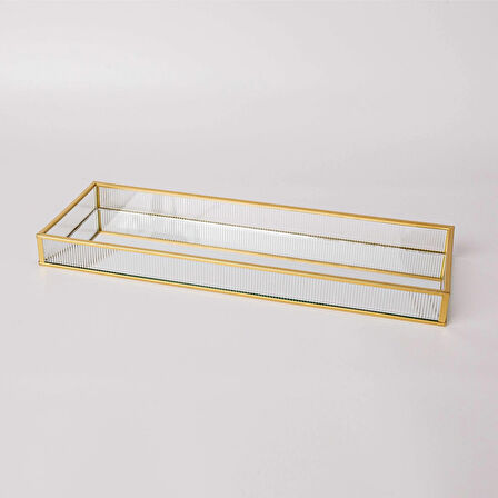 Linens Laveta 40x14x3,5 cm Dekoratif Tepsi Gold