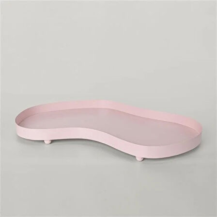 Linens Joyce Metal 47,5x28x4 cm Dekoratif Tepsi Pembe