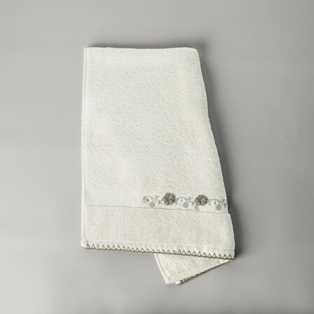 Linens Fıora Pamuk Yüz Havlusu 50X85 Cm Ekru