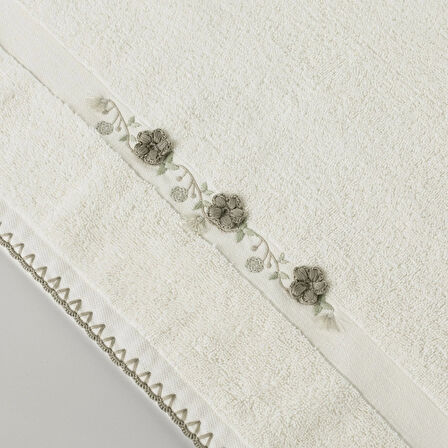 Linens Fıora Pamuk Yüz Havlusu 50X85 Cm Ekru