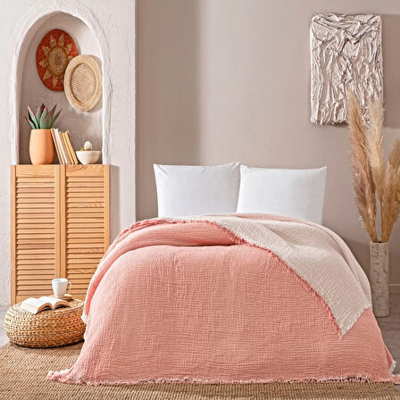 Linens Coraux Pamuk Muslin Çift Kişilik Pike Kiremit
