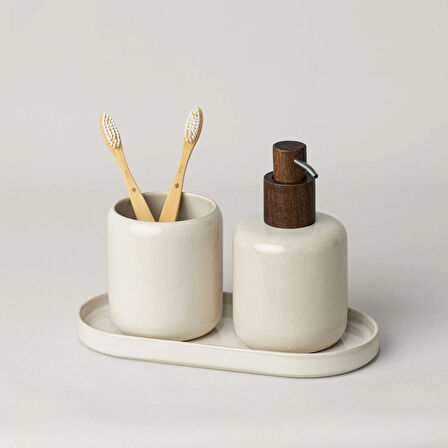 Linens Trina Sıvı Sabunluk 9x9,7x15,6 Cm Krem