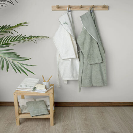 Linens Sage Pamuk 4'lü S/M- L/XL Bornoz Seti