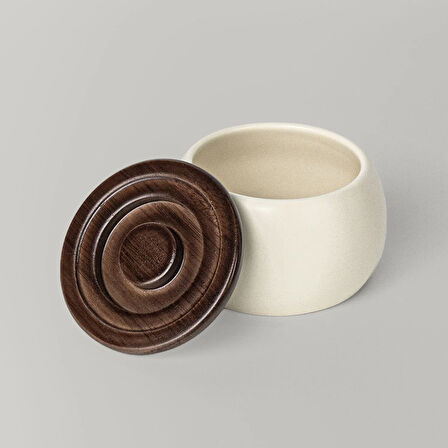 Linens Curve 10 cm Kapaklı Kase Ekru