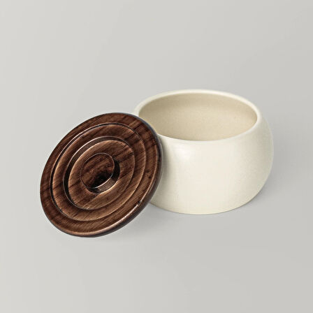 Linens Curve 13 cm Kapaklı Kase Ekru