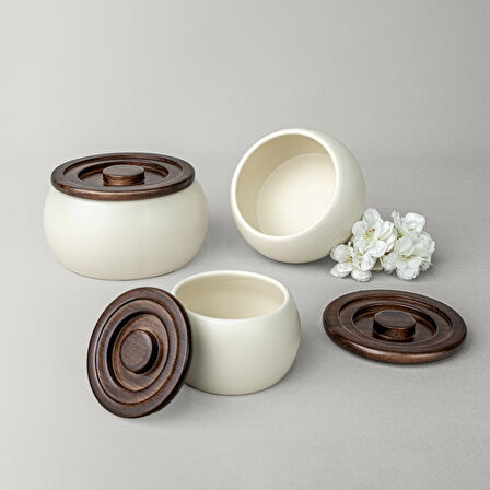 Linens Curve 16 cm Kapaklı Kase Ekru