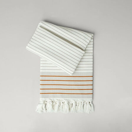 Linens Stripe 90x170 cm Plaj Havlusu Bej