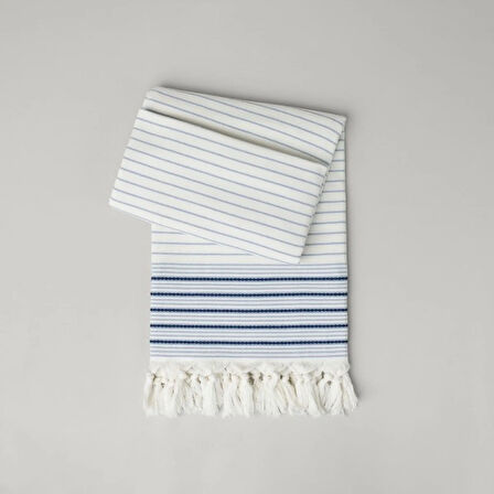 Linens Stripe 90x170 cm Plaj Havlusu Mavi