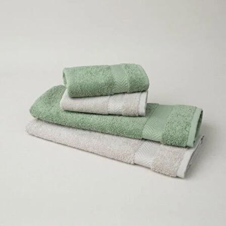 Linens Vita 4'lü Pamuk El/Yüz havlusu Seti Haki/Gri