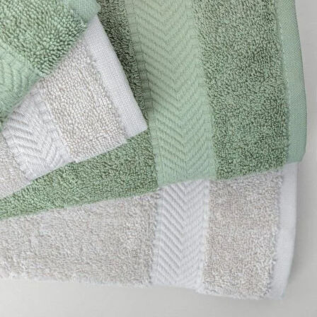 Linens Vita 4'lü Pamuk El/Yüz havlusu Seti Haki/Gri
