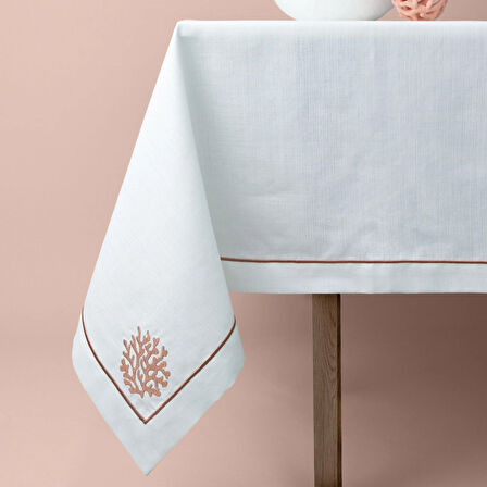 Linens Shell 150X250 cm Masa Örtüsü Ekru Mercan