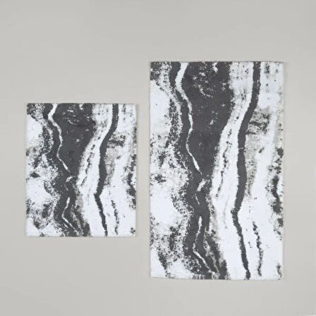 Linens Stone 2'li 60x100 / 50x60 cm Banyo Paspas Seti Gri