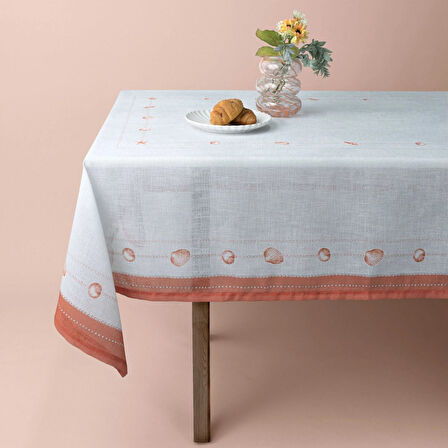 Linens Coral 150x250 cm Masa Örtüsü Gri Kiremit