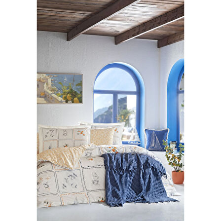 Taç Butik Bodrum Pike Pamuk Çift Kişilik Pike Lacivert