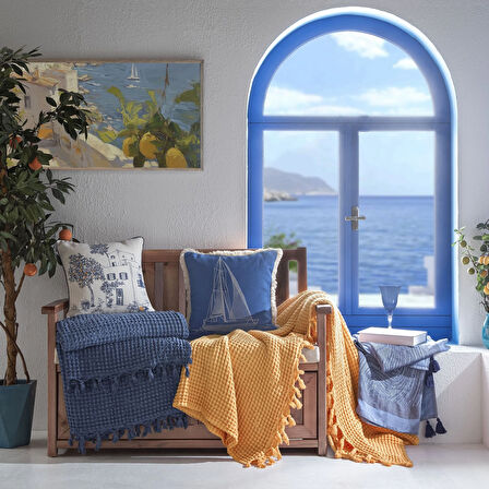 Taç Butik Bodrum Pike Pamuk Çift Kişilik Pike Turuncu