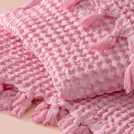 Taç Butik Alaçatı Pike Pamuk Çift Kişilik Pike Pembe
