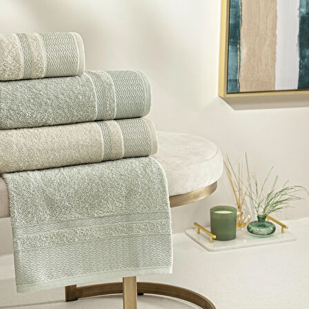 Taç Raya Pure Cotton Pamuk Aile Seti Taş Açık Yeşil XXL
