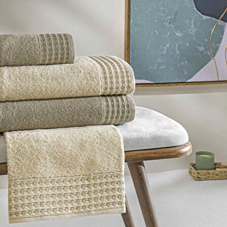 Taç Chain Pure Cotton Pamuk Aile Seti Krem Haki XXL