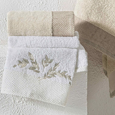 Taç Iris Pure Cotton Pamuk Hamam Seti Krem Camel