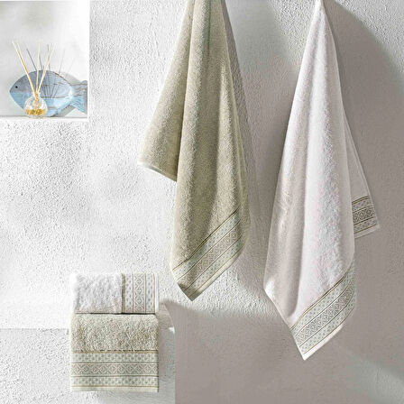 Taç Ethna Pure Cotton Pamuk Hamam Seti Ekru Taş