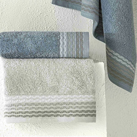 Taç Art Pure Cotton Pamuk Hamam Seti Gri Mavi