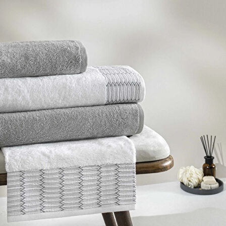 Taç Linka Bamboo Classic Aile Seti Beyaz Gri