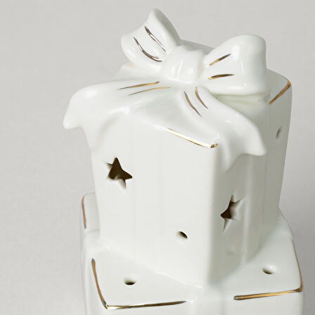 Linens Gift Box 7x7x13 cm Ledli Dekor Ekru