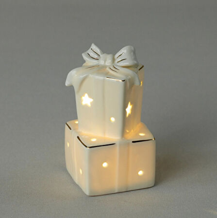 Linens Gift Box 7x7x13 cm Ledli Dekor Ekru
