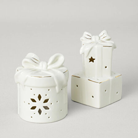 Linens Gift Roller 9x8x11 cm Ledli Dekor Ekru