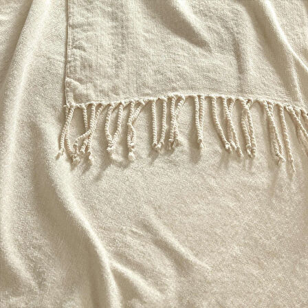 Linens Snovie Throw / Tv Battaniyesi Ekru Tek Kişilik