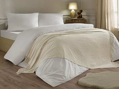 Linens Snovie Throw / Tv Battaniyesi Ekru Tek Kişilik