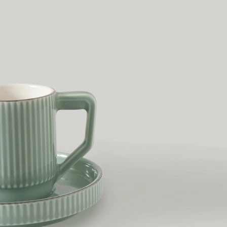 Linens Ciela Porselen 4'lü 90 ml Kahve Fincan Takımı Mint Gümüş