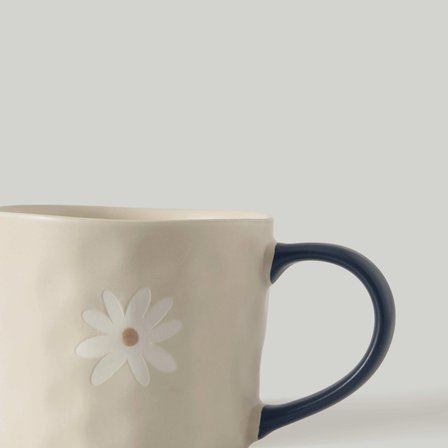 Linens Mila Uniq Porselen 410 ml Kupa Ekru-Lacivert