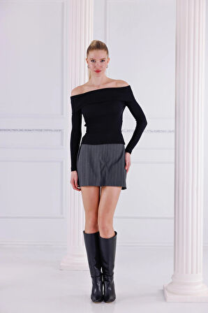 Madonna Yaka Uzun Kollu Fitilli Kadın Bluz