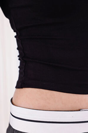 Buzzy Kumaş Uzun Kollu Kayık Yaka Bluz