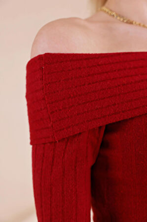 Madonna Yaka Dar Kalıp Uzun Kollu Elbise