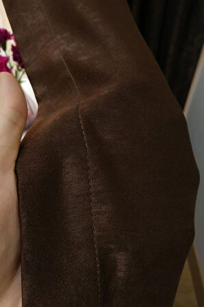 Fon Kumaş Perde Kahve Renk Kahverengi Kadifemsi Yumuşak Soft Kanat Yan Perde 1e 3 Dökümlü Pile