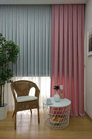 Fon Kumaş Perde Açık Pudra Pembe Kadifemsi Yumuşak Soft Kanat Yan Perde 1e 3 Dökümlü Pile