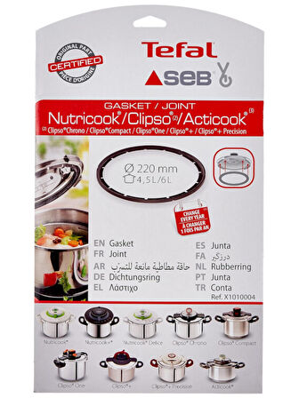Tefal Nutricook-Acticook-Clipso Düdüklü Tencere 4,5-6 Lt. Lastik X1010004
