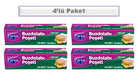 Parex 24x38 cm 4x20'li Orta Boy Buzdolabı Poşeti